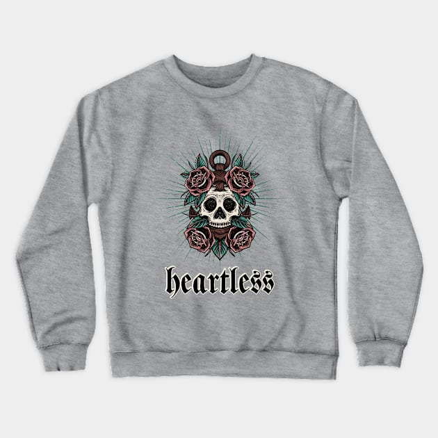 Heartless Skull Tattoo Style Crewneck Sweatshirt by Tip Top Tee's